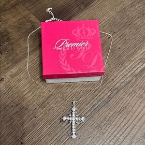 Premier Designs Silver Gothic Cross Pendant Necklace